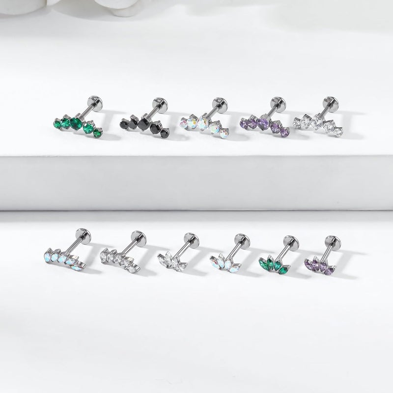 TOMIDES G23 Titanium Flat Back Earrings Studs 18g 16g F136 Implant Grade Titanium Labrets Press Fit Threadless Push In Dainty Cartilage Helix Conch Lobe Lip Tragus Piercing Jewelry - Image 2